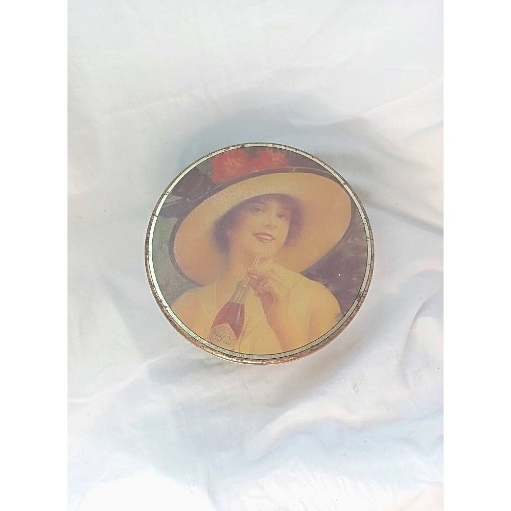 Vintage Coca Cola Tin with Lady in Hat